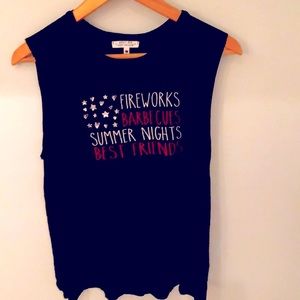 3/$10 Navy Blue Graphic Tank